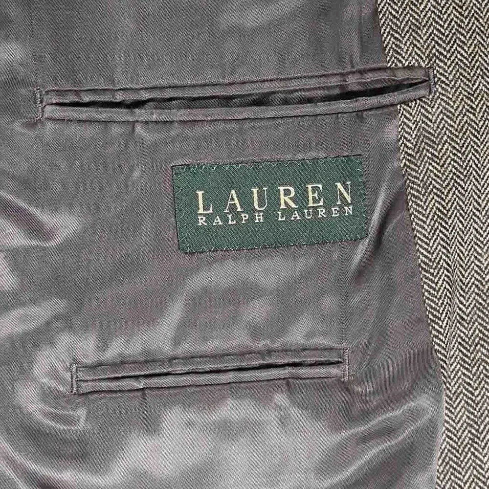 Ralph Lauren Mens 44L Gray Herringbone Lambswool Blazer Sport Coat Jacket Lined